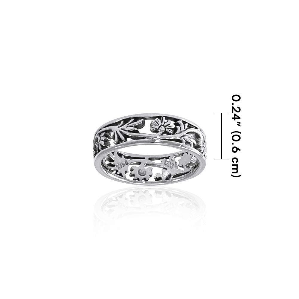 Silver Open Filigree Flower Ring TR775 Ring
