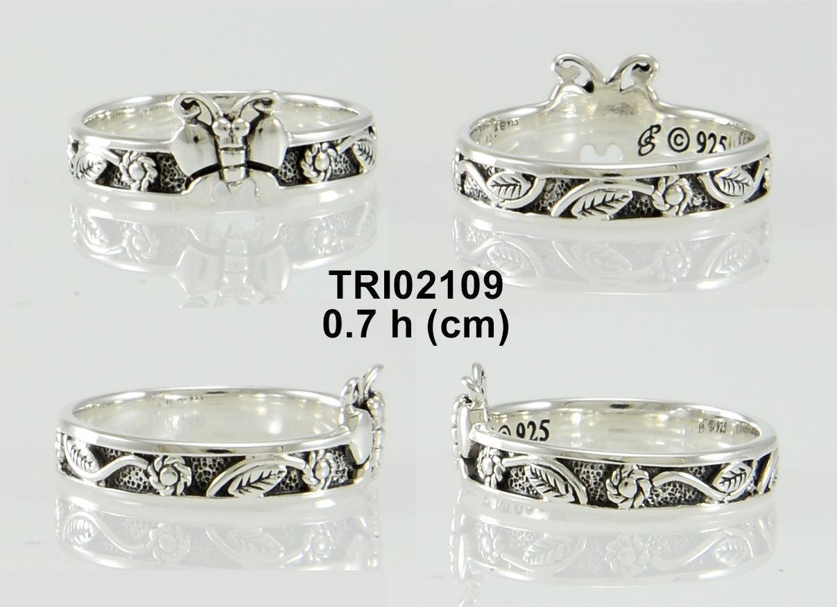 Butterfly & Flower Ring TRI2109 - peterstone.dropshipping
