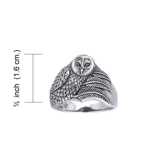 Sterling Silver Barn Owl Ring by Ted Andrews TRI150 - peterstone.dropshipping