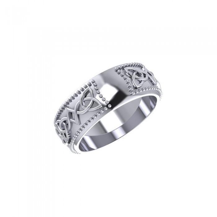 Celtic Knotwork Spiral Sterling Silver Band Ring