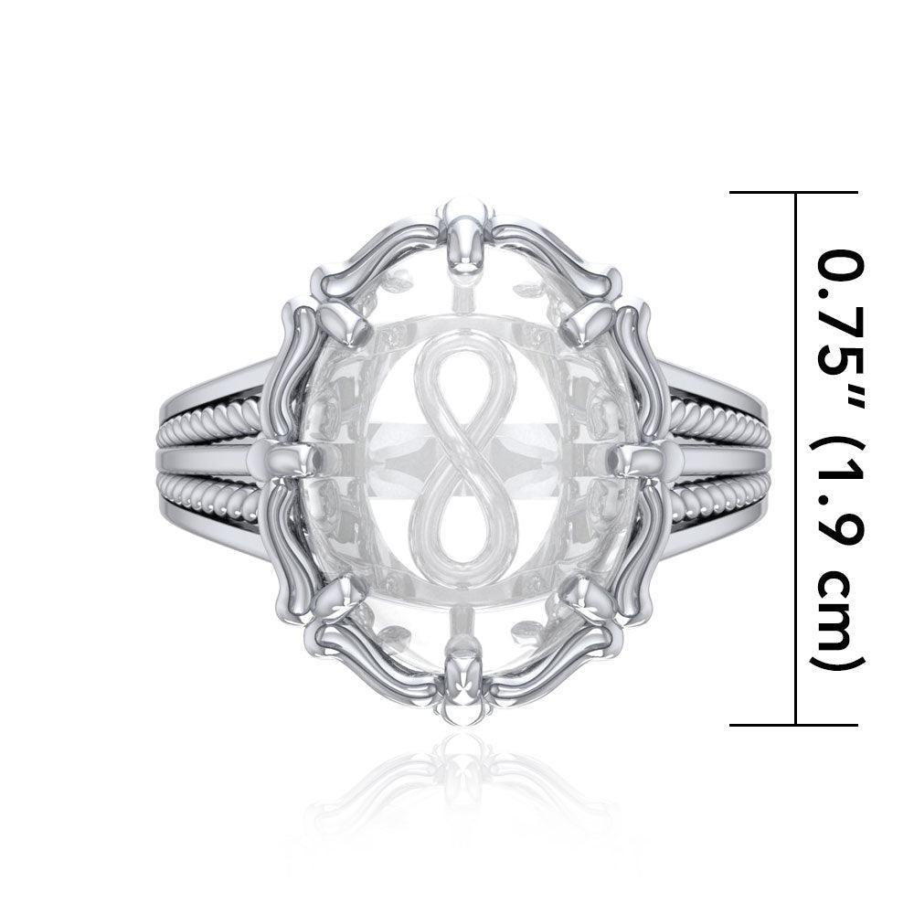 Infinity Sterling Silver Ring with Genuine White Quartz TRI1721 - peterstone.dropshipping