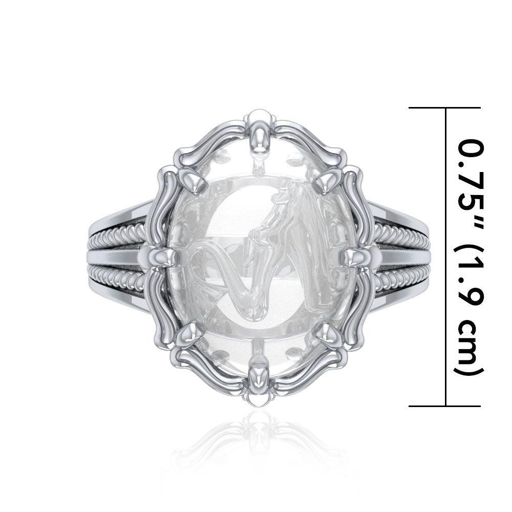Mermaid Sterling Silver Ring with Genuine White Quartz TRI1729 - peterstone.dropshipping