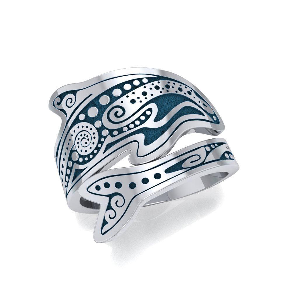 Aboriginal Dolphin Sterling Silver Spoon Ring TRI1735 - peterstone.dropshipping