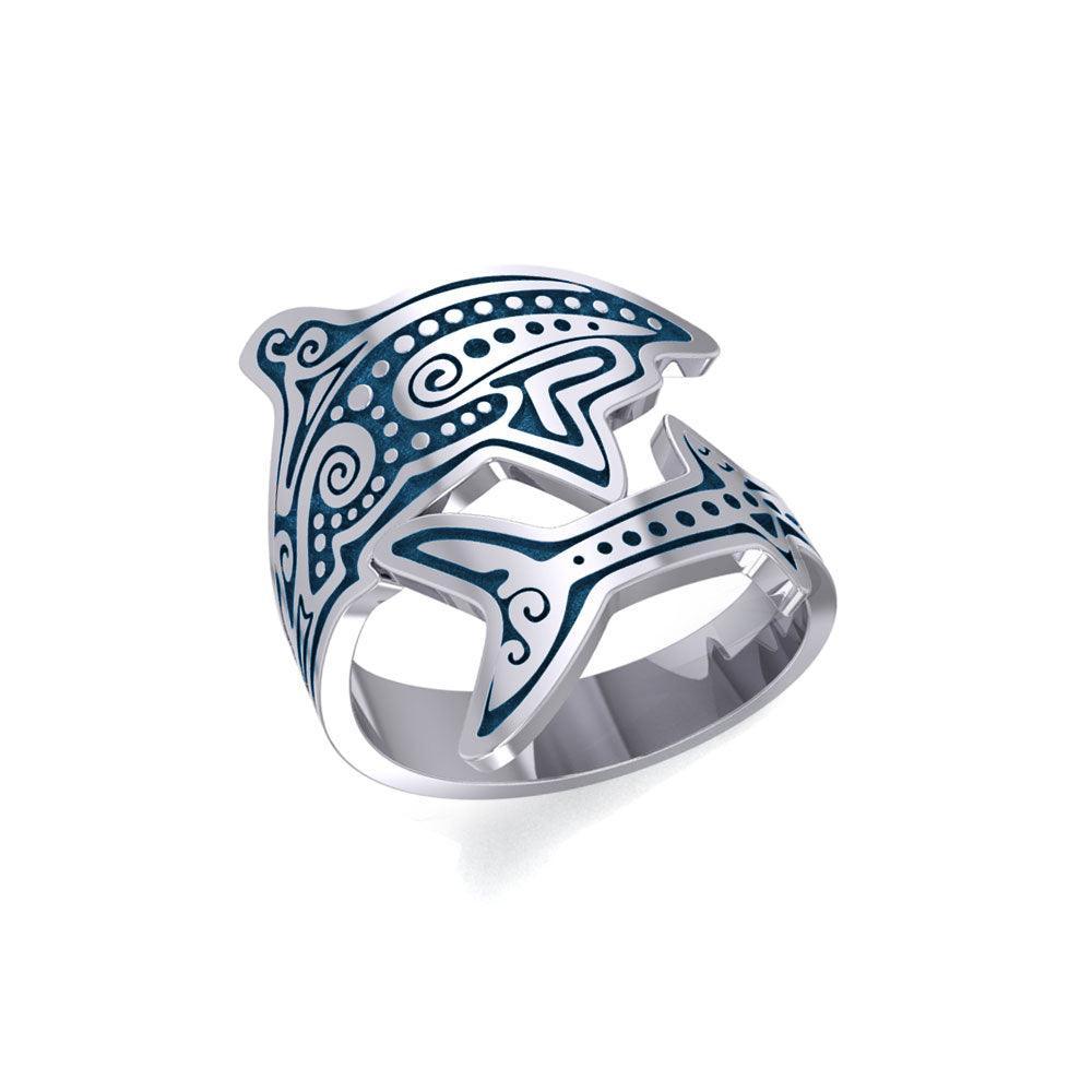 Aboriginal Shark Silver Spoon Ring TRI1736 - peterstone.dropshipping