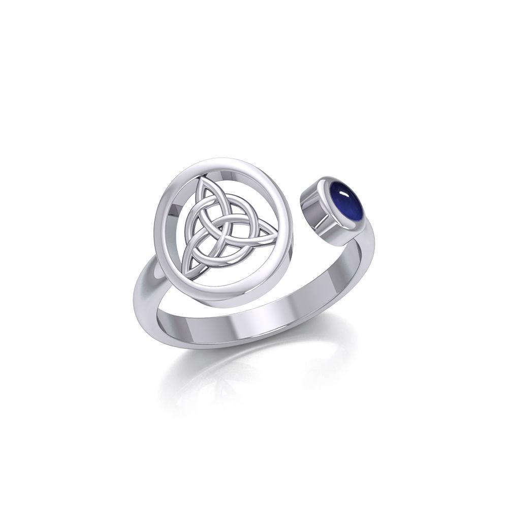Small Silver Triquetra Ring with Gemstone TRI1800 Ring