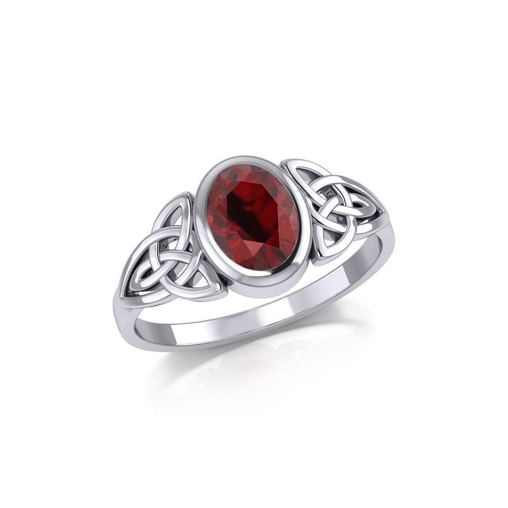 Silver Celtic Ring with Large Oval Gemstone TRI1910 Ring