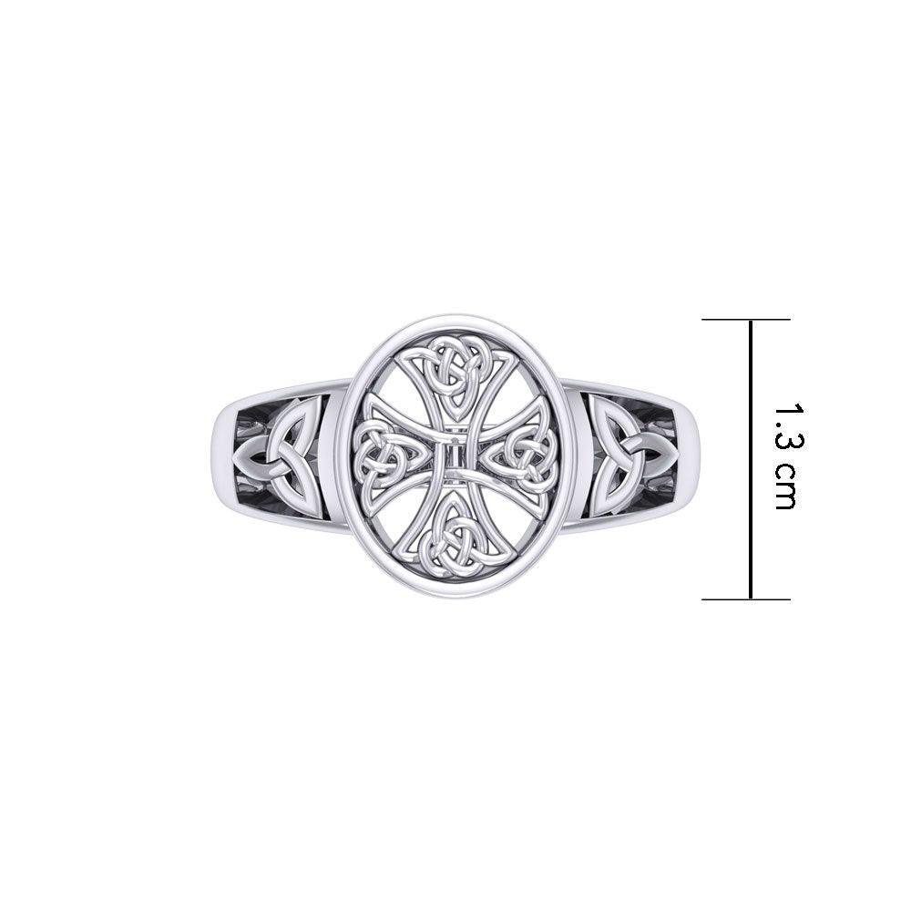 Celtic Cross Silver Ring TRI2292 - peterstone.dropshipping