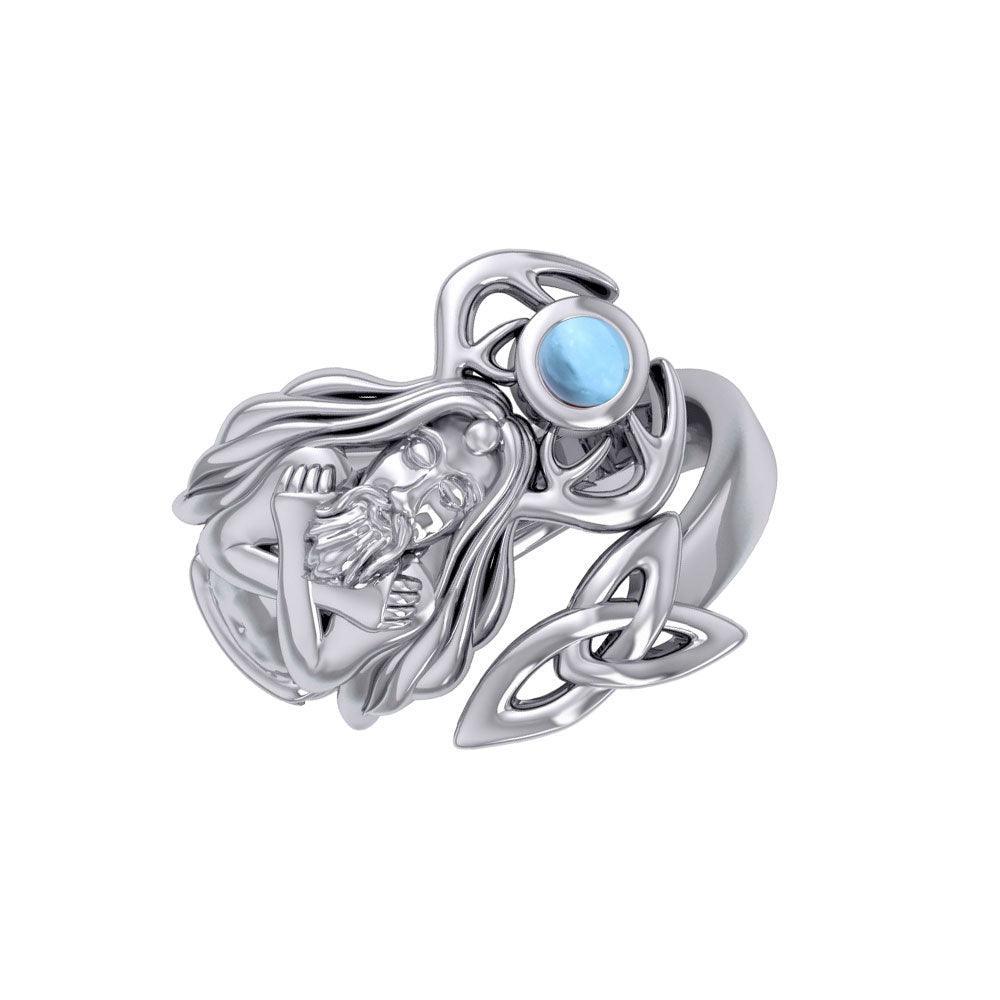 God Cernunnos Silver Ring with Gem TRI2295 - peterstone.dropshipping