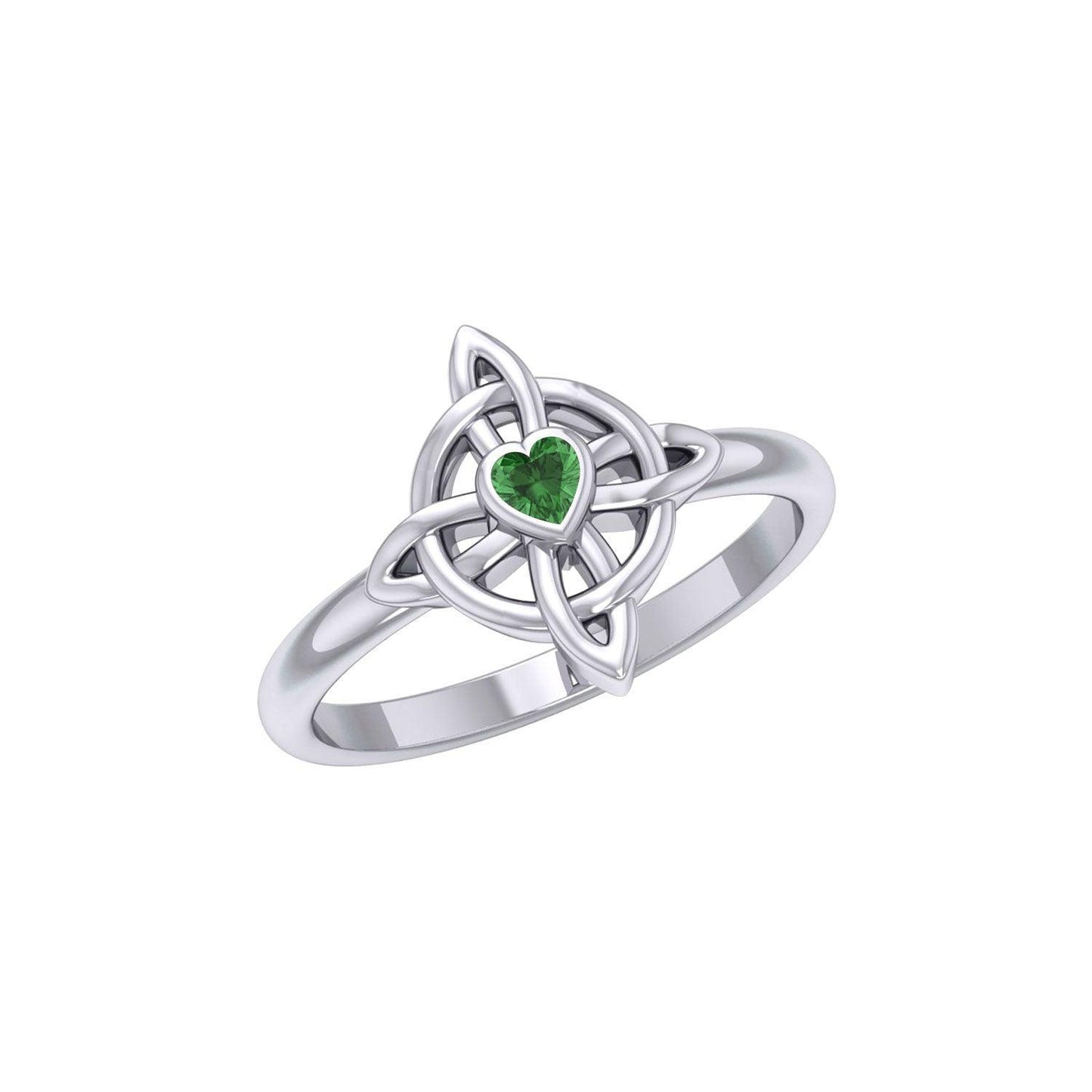 Celtic Four Point Knot Ring With Heart Gemstone TRI2307 - peterstone.dropshipping