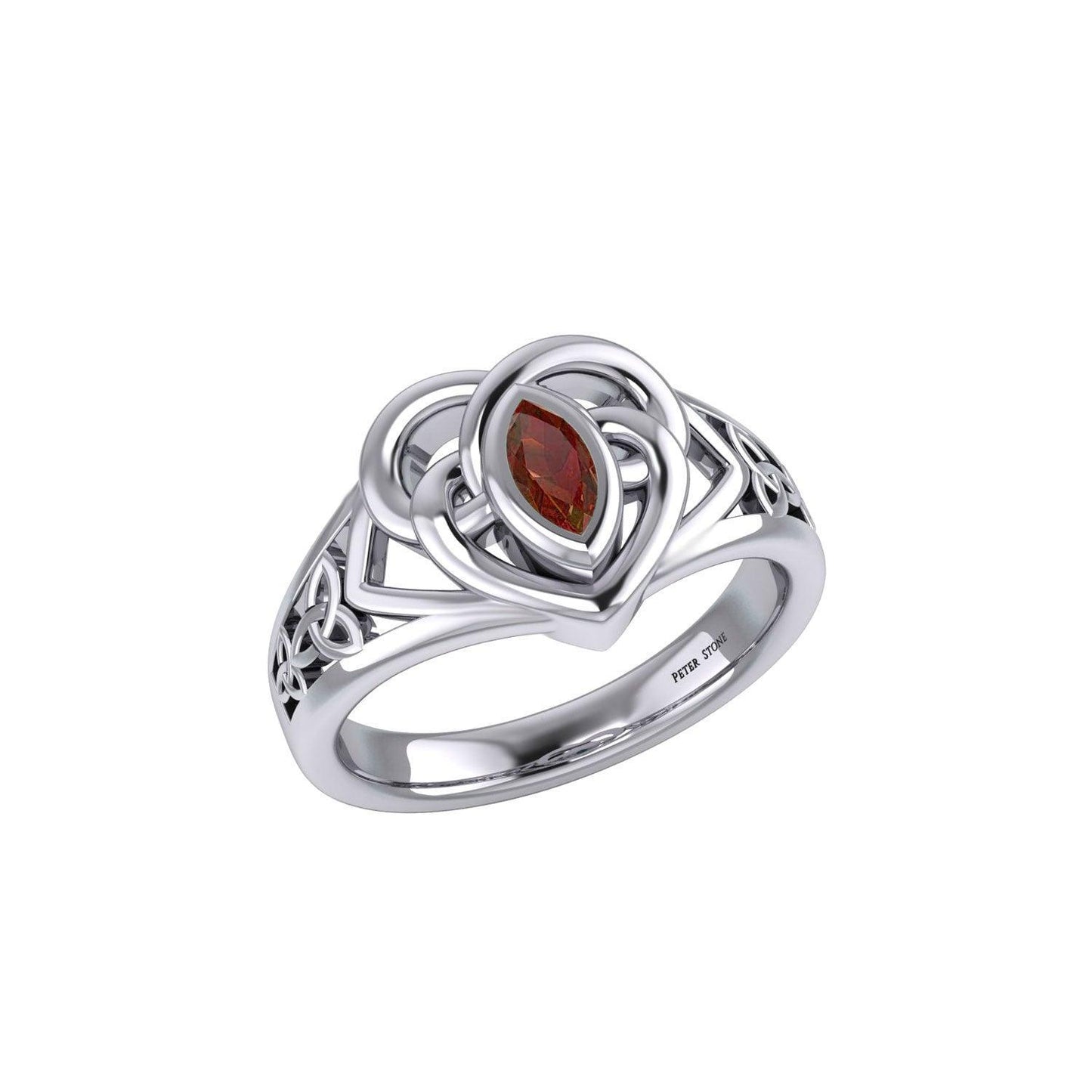Celtic Knotwork Heart Ring With Gemstone TRI2380 - peterstone.dropshipping