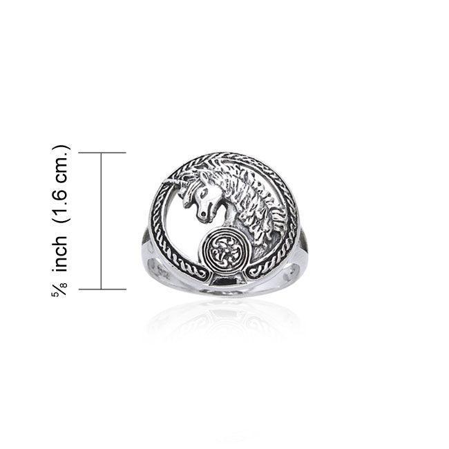 Open Celtic Unicorn Silver Ring TRI540 Ring