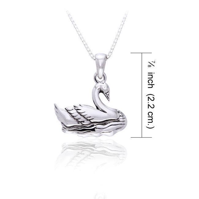 Sterling Silver Swan Necklace TSE147 Set