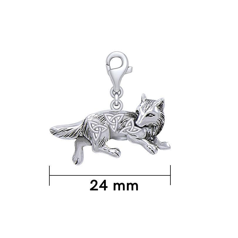 Celtic Wolf Silver Clip on Charm TWC167 - peterstone.dropshipping