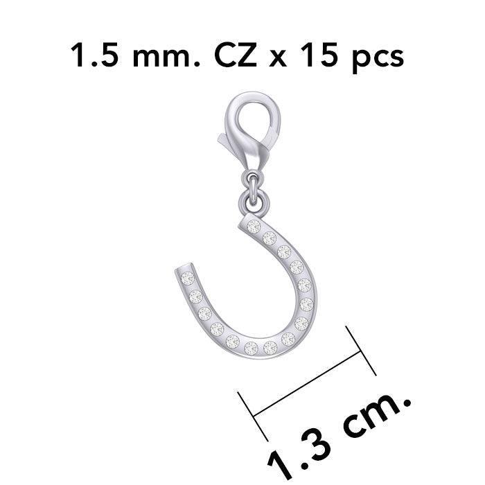 Horseshoe with Gems Silver Clip Charm TWC172 - peterstone.dropshipping