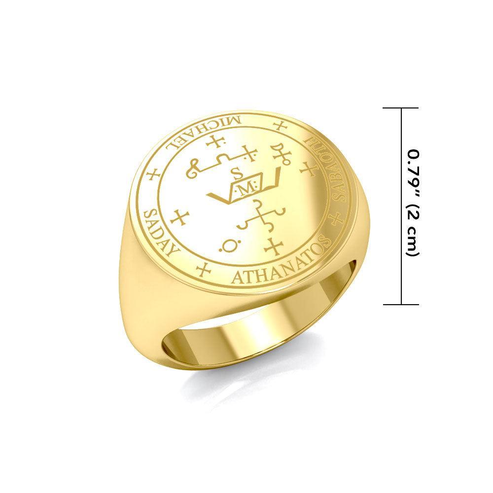 Sigil of the Archangel Michael 18K Gold Vermeil Plate on Sterling Silver Ring VRI1202 - peterstone.dropshipping