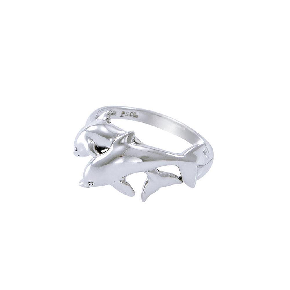 Twin Dolphin Silver Ring WR205 Ring