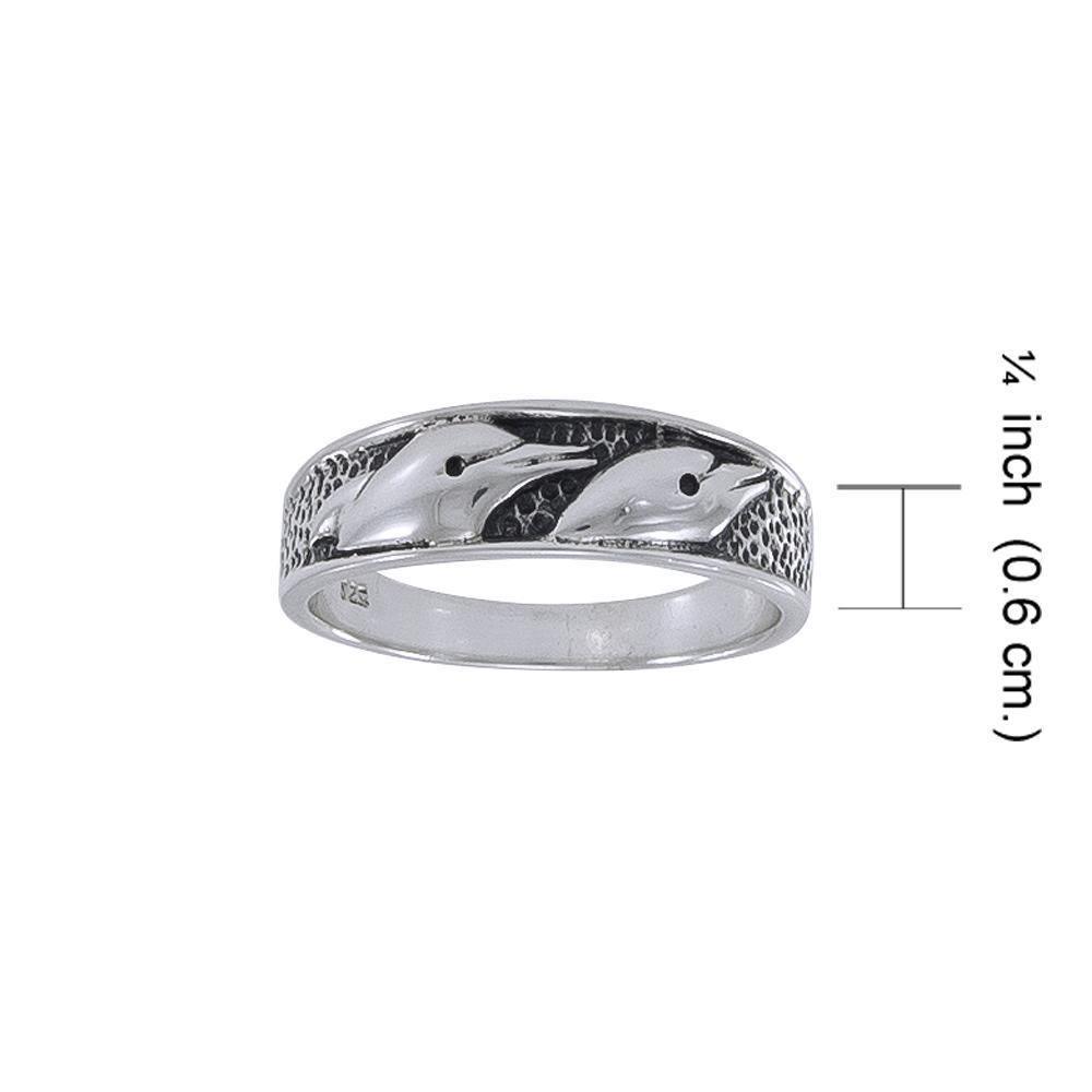 Dolphin Band Silver Ring JR324 Ring