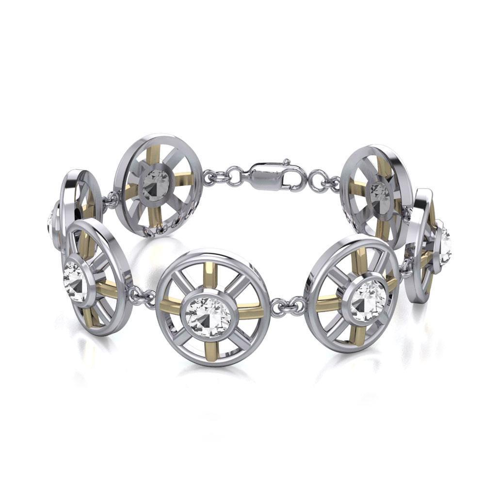 Black Magic Circle with Black Spinel Silver & Gold Bracelet MBL095 Bracelet