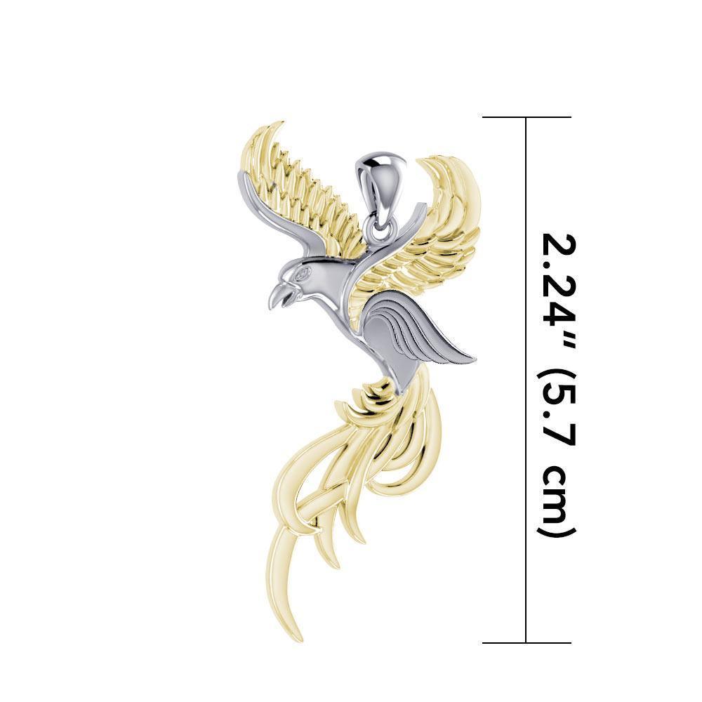 Soar to the Heavens Flying Phoenix Silver and Gold Pendant MPD5072 Pendant