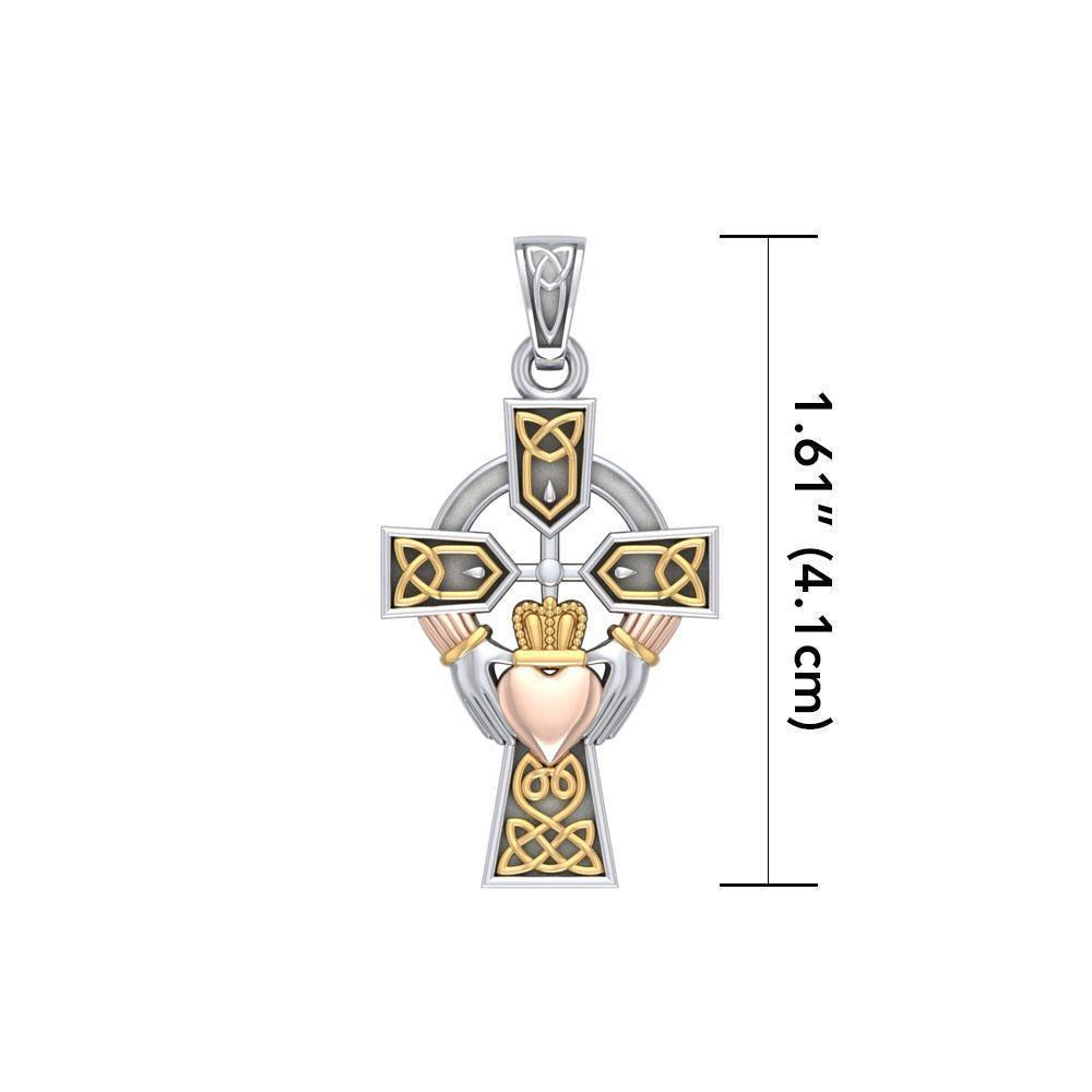 Celtic Cross and Irish Claddagh Three Tone Pendant OTP1704 Pendant
