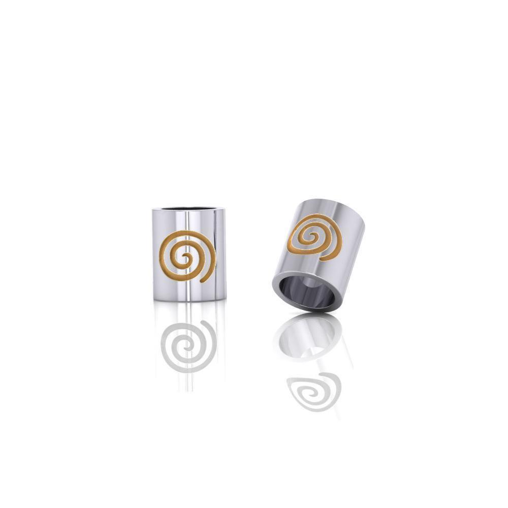 Cylinder with Spiral Silver Bead TBD017 Bead