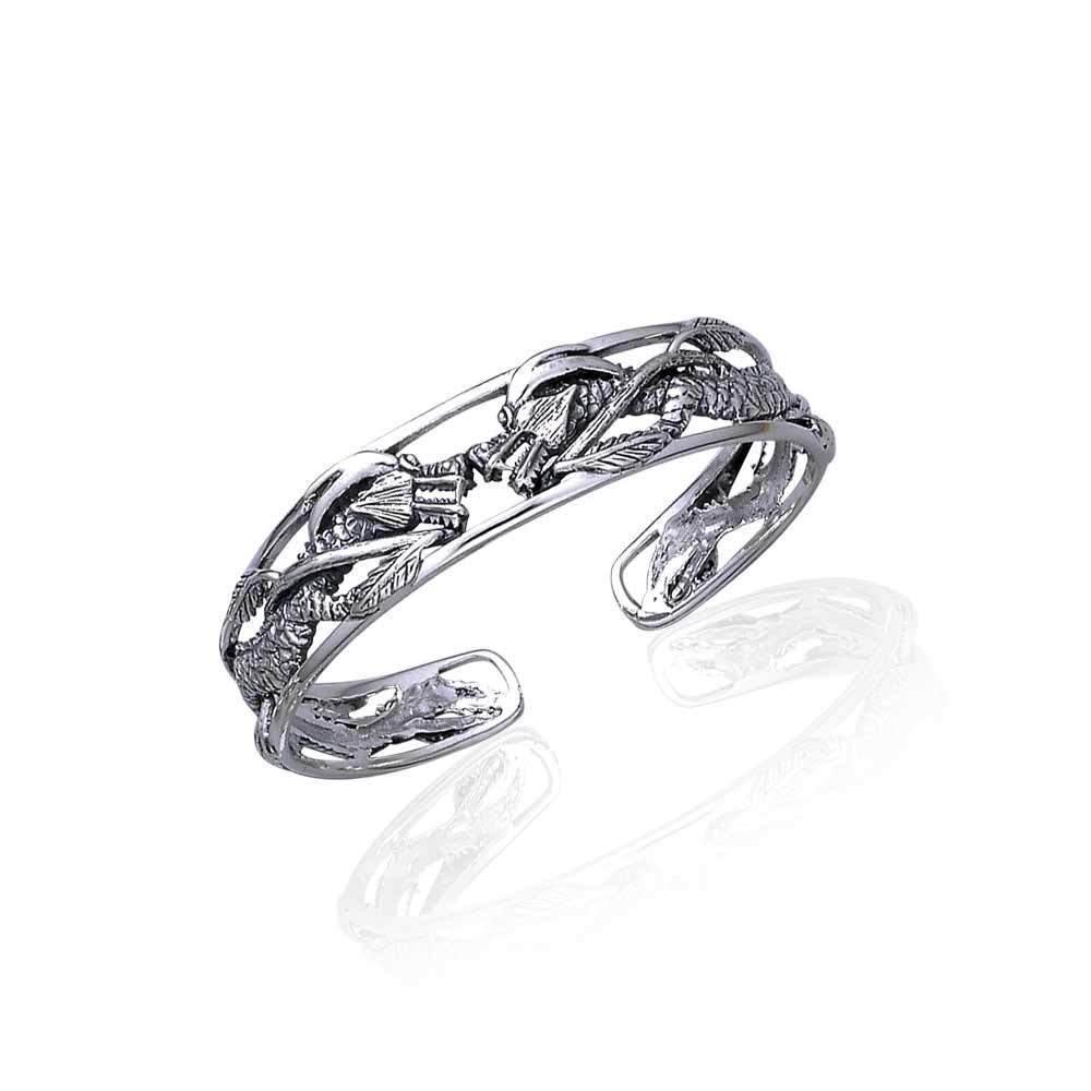 Twin Dragon Silver Bangle TBG288