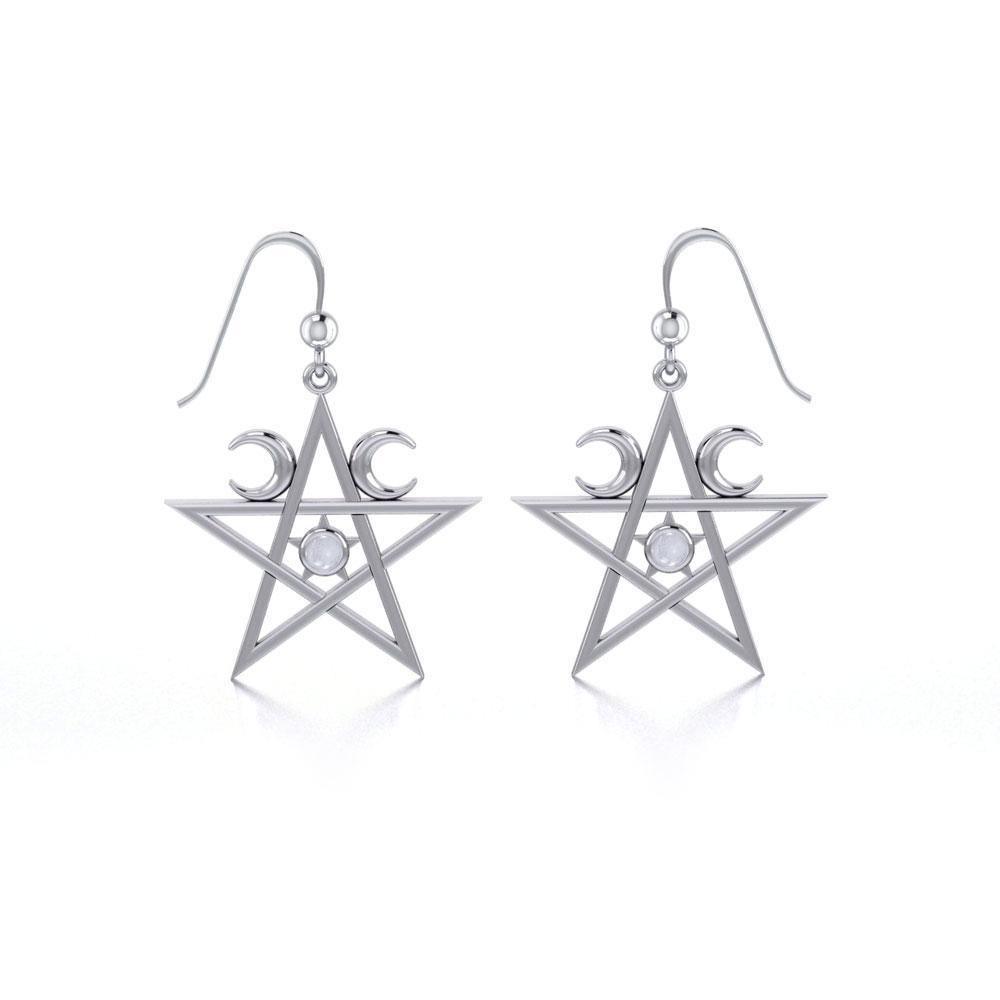 Silver Pentagram Pentacle Earrings TE2875 Earrings