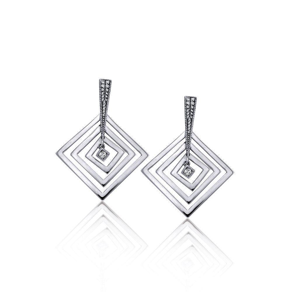 Beauty in Harmony ~ Sterling Silver Elegant Earrings Jewelry TER1018-White Cubic Zirconium Earrings