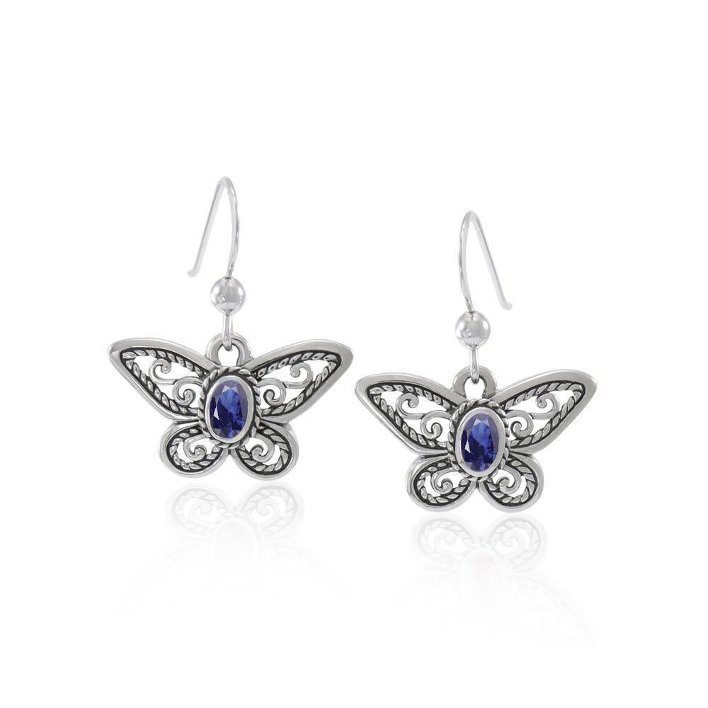 Delighted of the butterfly's beauty ~ Sterling Silver Jewelry Earrings with Gemstone TER1237 Earrings