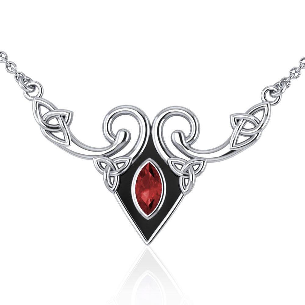 A gift of the world ~ Sterling Silver Celtic Triquetra Necklace Jewelry with Gemstones TNC159 Necklace