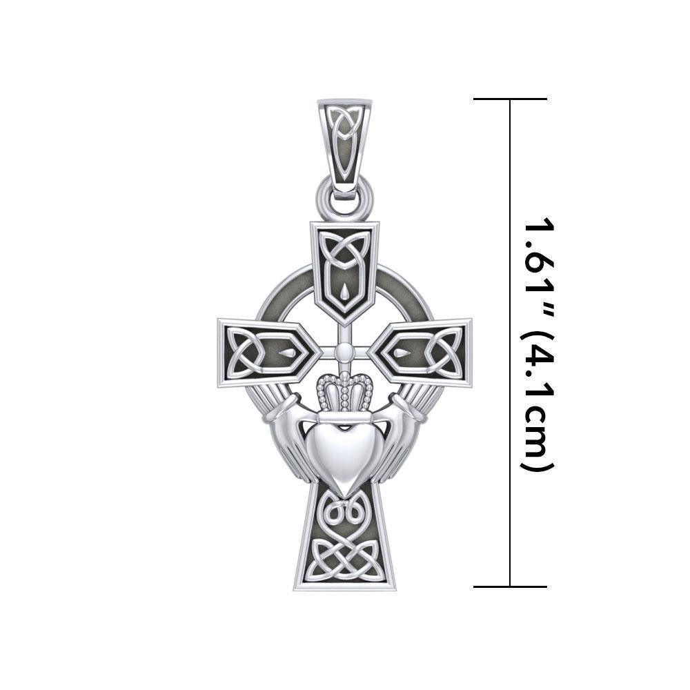 Celtic Cross and Irish Claddagh Silver Pendant TP1704 Pendant