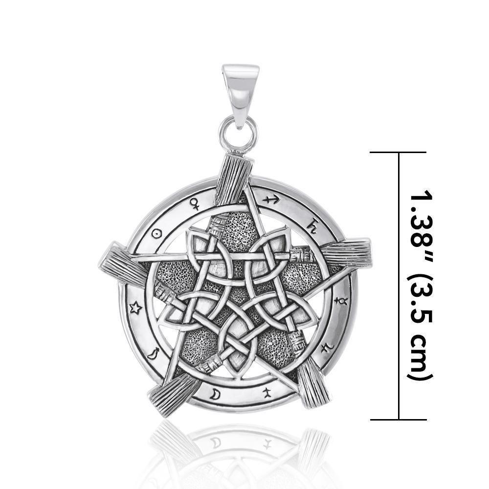 Universe Broom with pentacle Silver Pendant TP3471 Pendant