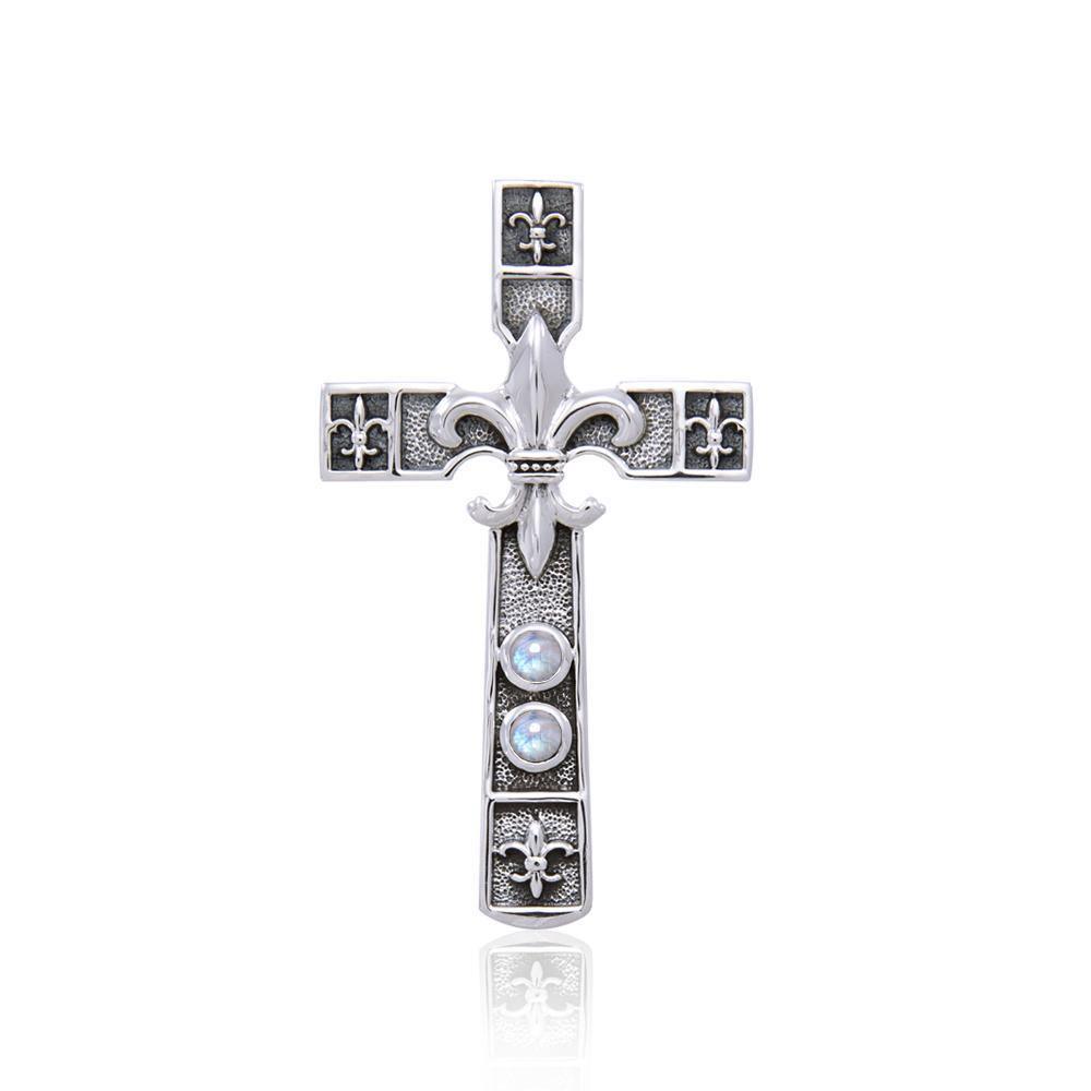 Enlightened by the symbolism of Fleur-de-Lis in the sacred cross ~ Sterling Silver Jewelry Pendant TPD356 Pendant