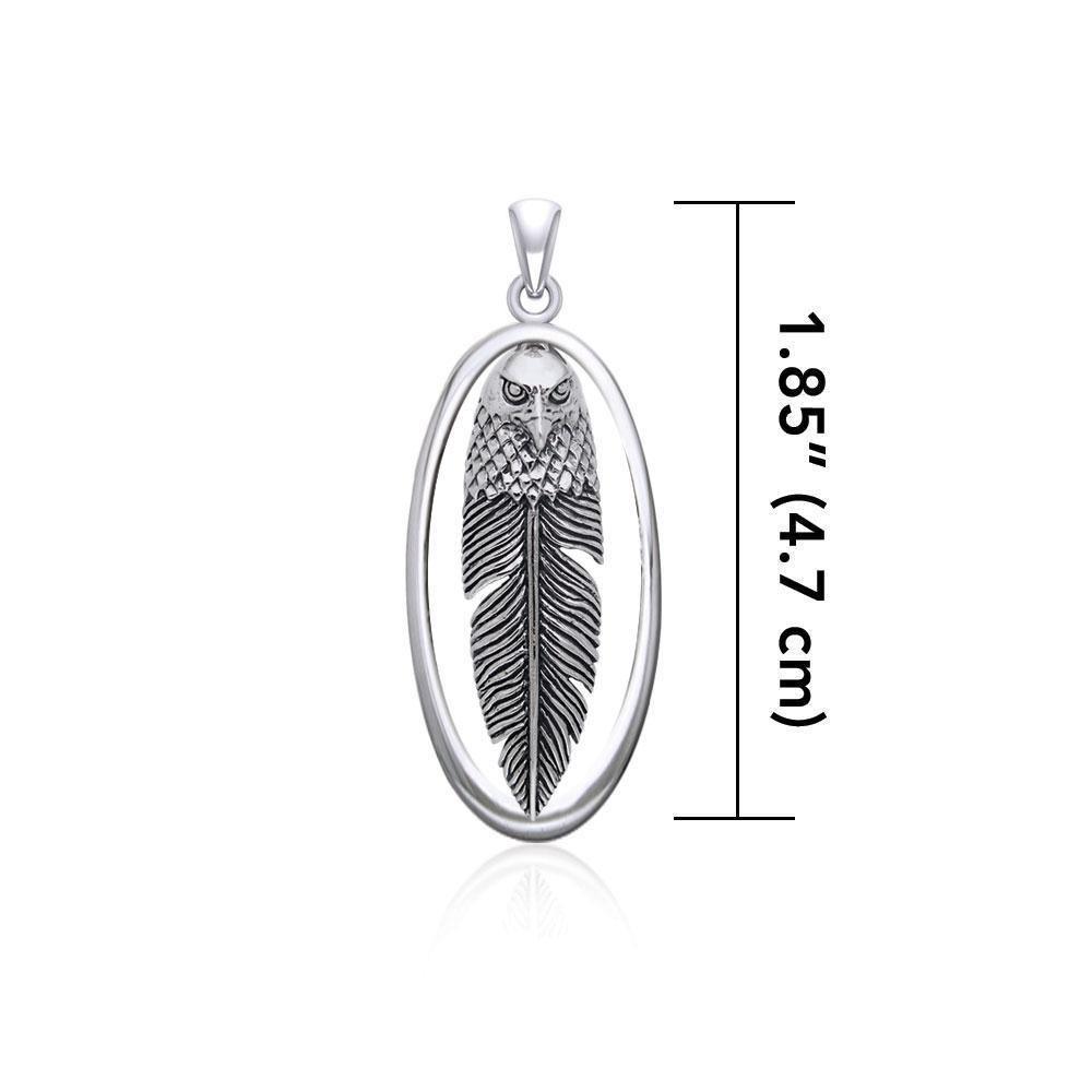 Eagle Head with Feather Sterling Silver Pendant TPD5059 Pendant