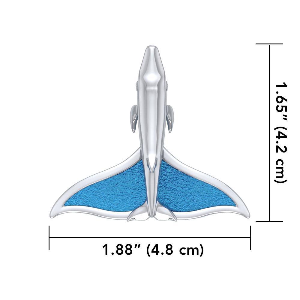 Sterling Silver Mike Whale Tail Pendant with Enamel TPD5178 Pendant