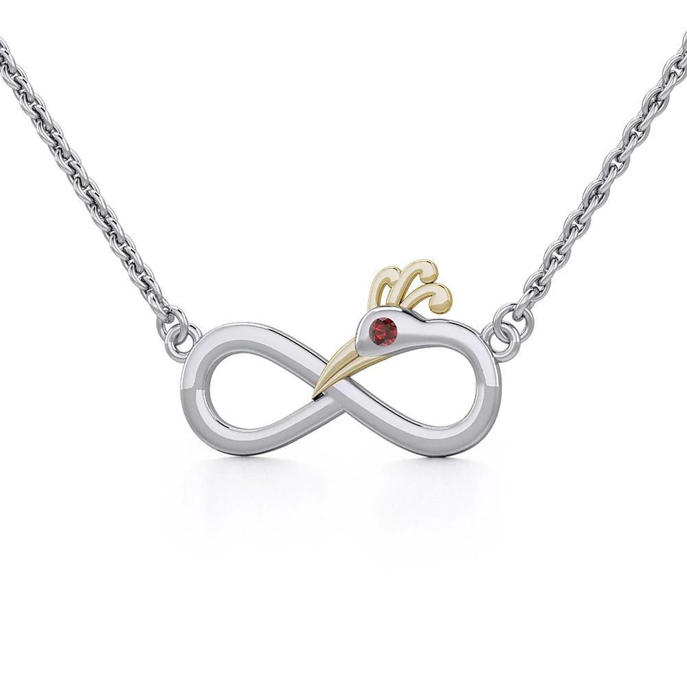 Infinity Peacock Silver and Gold Necklace