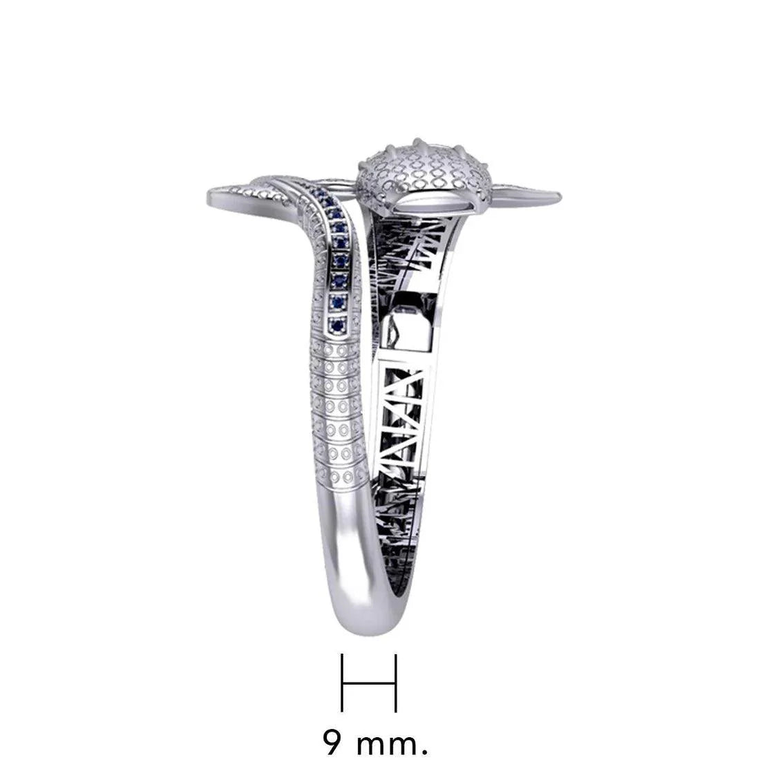 Whale Shark Silver Cuff Bracelet with Gemstones and Locking System