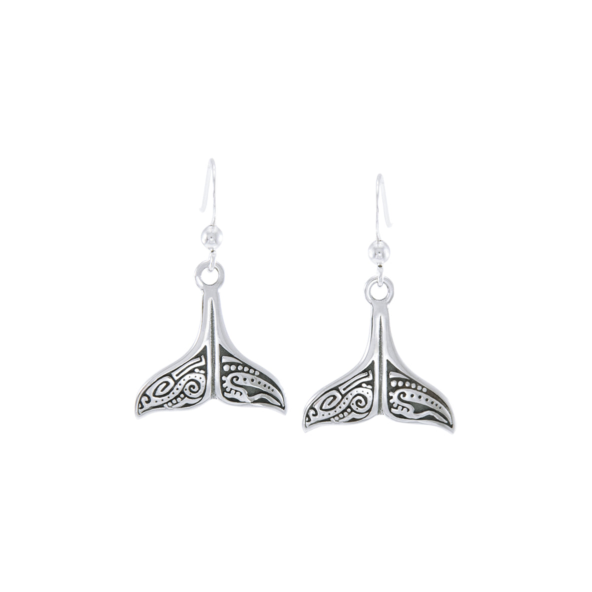 Whale Tail Aboriginal Sterling Silver Plated over Solid Brass Earrings BER1610*