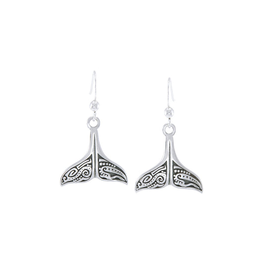 Whale Tail Aboriginal Sterling Silver Plated over Solid Brass Earrings BER1610*