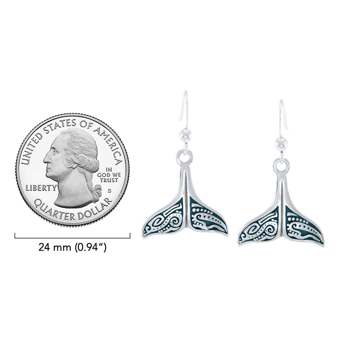 Whale Tail Aboriginal Sterling Silver Plated over Solid Brass Earrings BER1610*