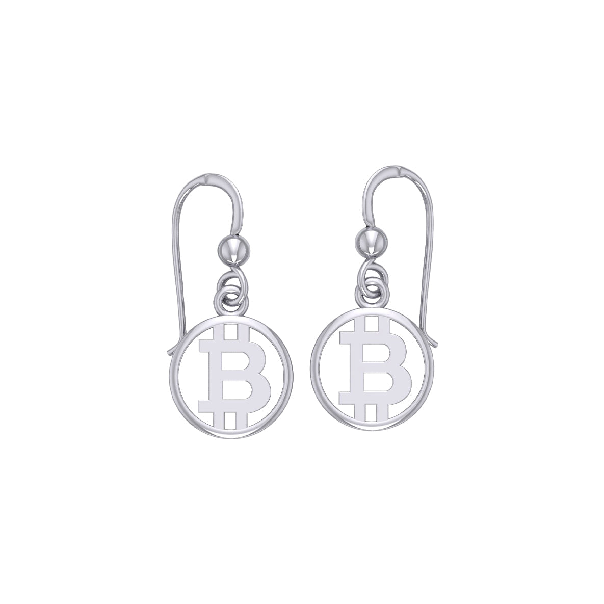 Bitcoin Sterling Silver Plated over Solid Brass Small Earrings BER1957*