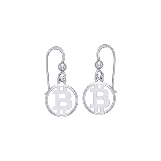 Bitcoin Sterling Silver Plated over Solid Brass Small Earrings BER1957*