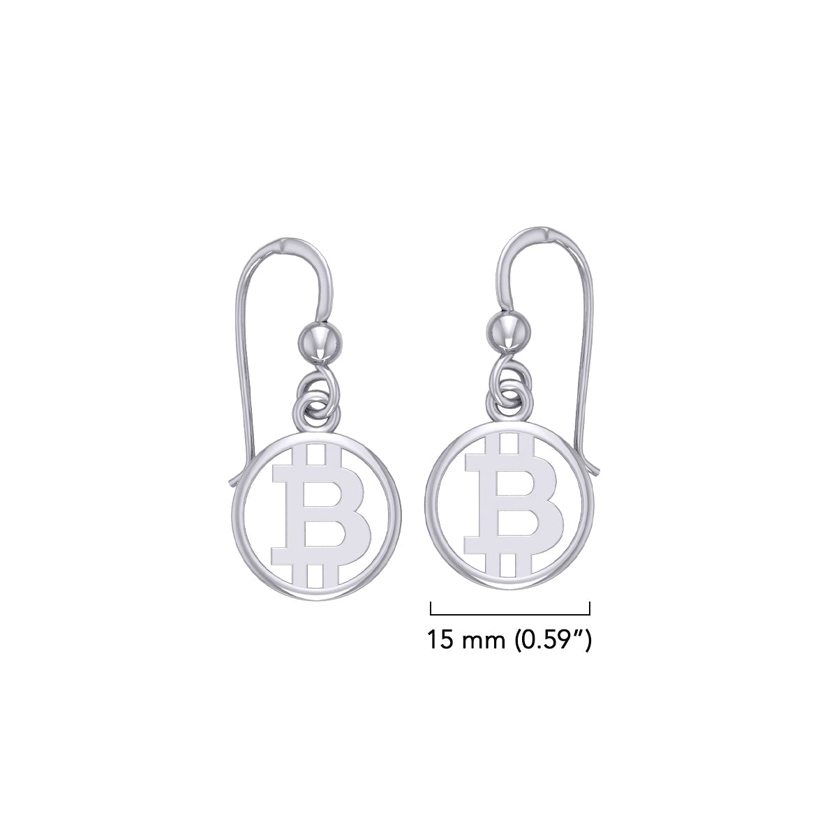 Bitcoin Sterling Silver Plated over Solid Brass Small Earrings BER1957*