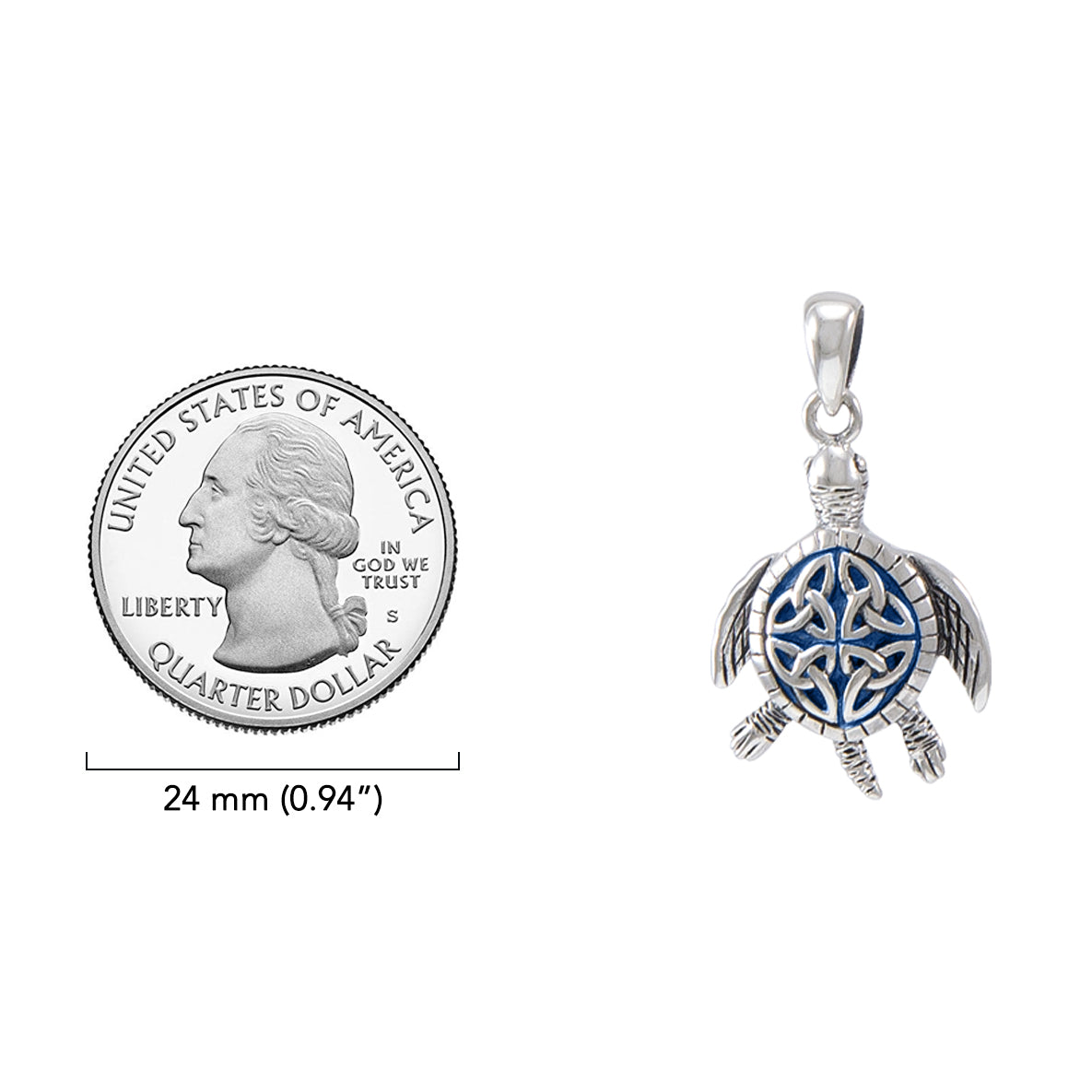 Celtic Sea Turtle Sterling Silver Plated over Solid Brass Pendant BPD082*