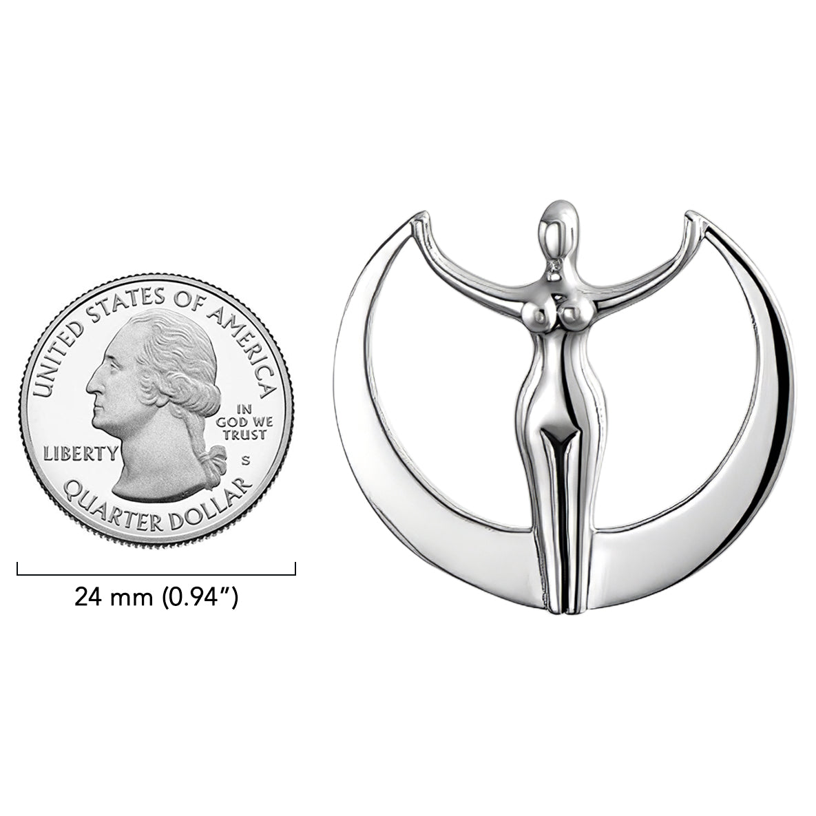 Astra Star Goddess Sterling Silver Plated over Solid Brass Pendant by Oberon Zell BPD1039*