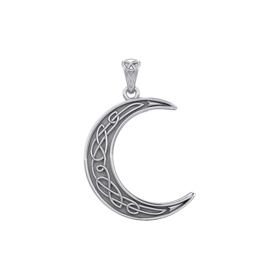 Celtic Crescent Moon Sterling Silver Plated over Solid Brass Pendant BPD4135*