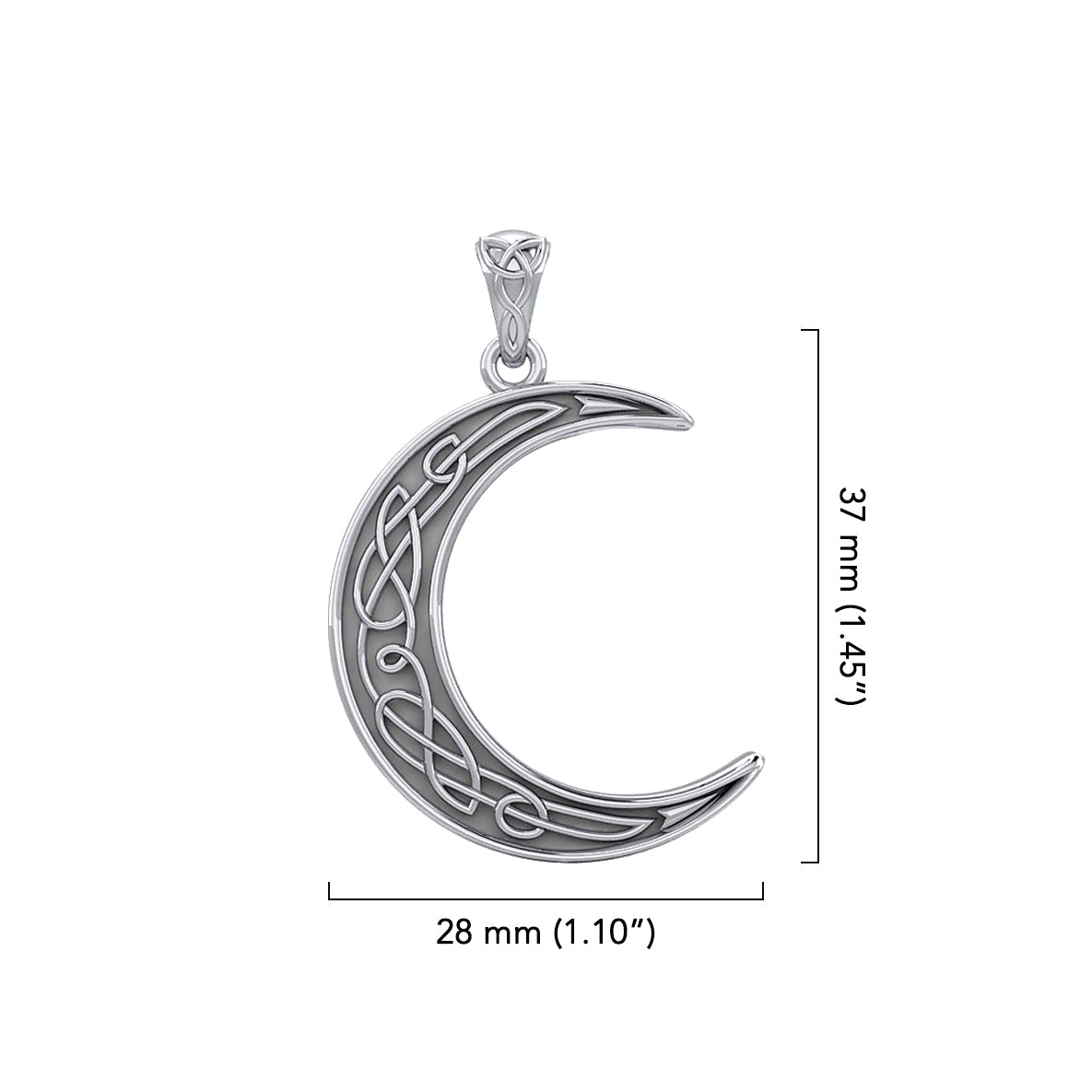 Celtic Crescent Moon Sterling Silver Plated over Solid Brass Pendant BPD4135*