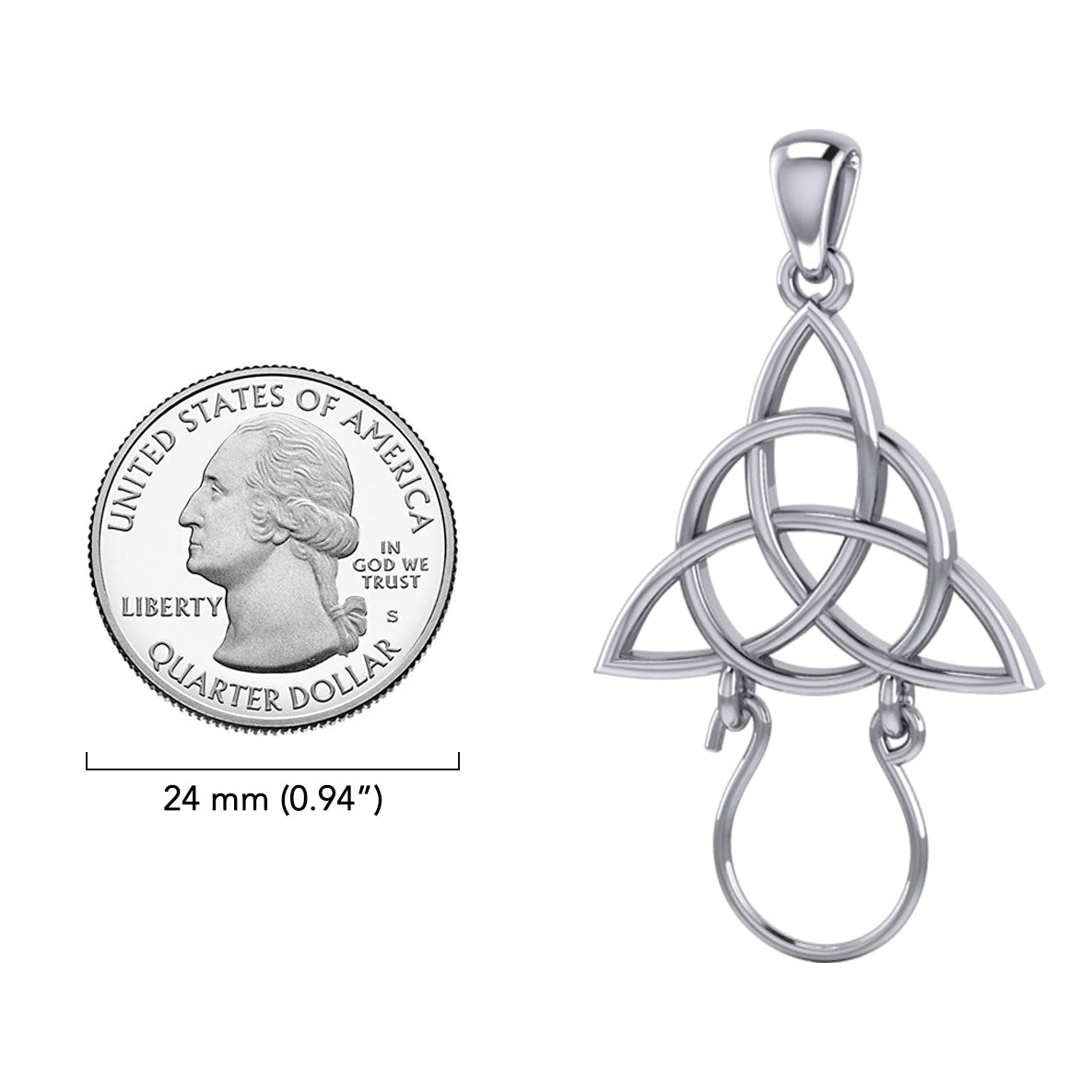 Triquetra Sterling Silver Plated over Solid Brass Charm Holder Pendant BPD5087*