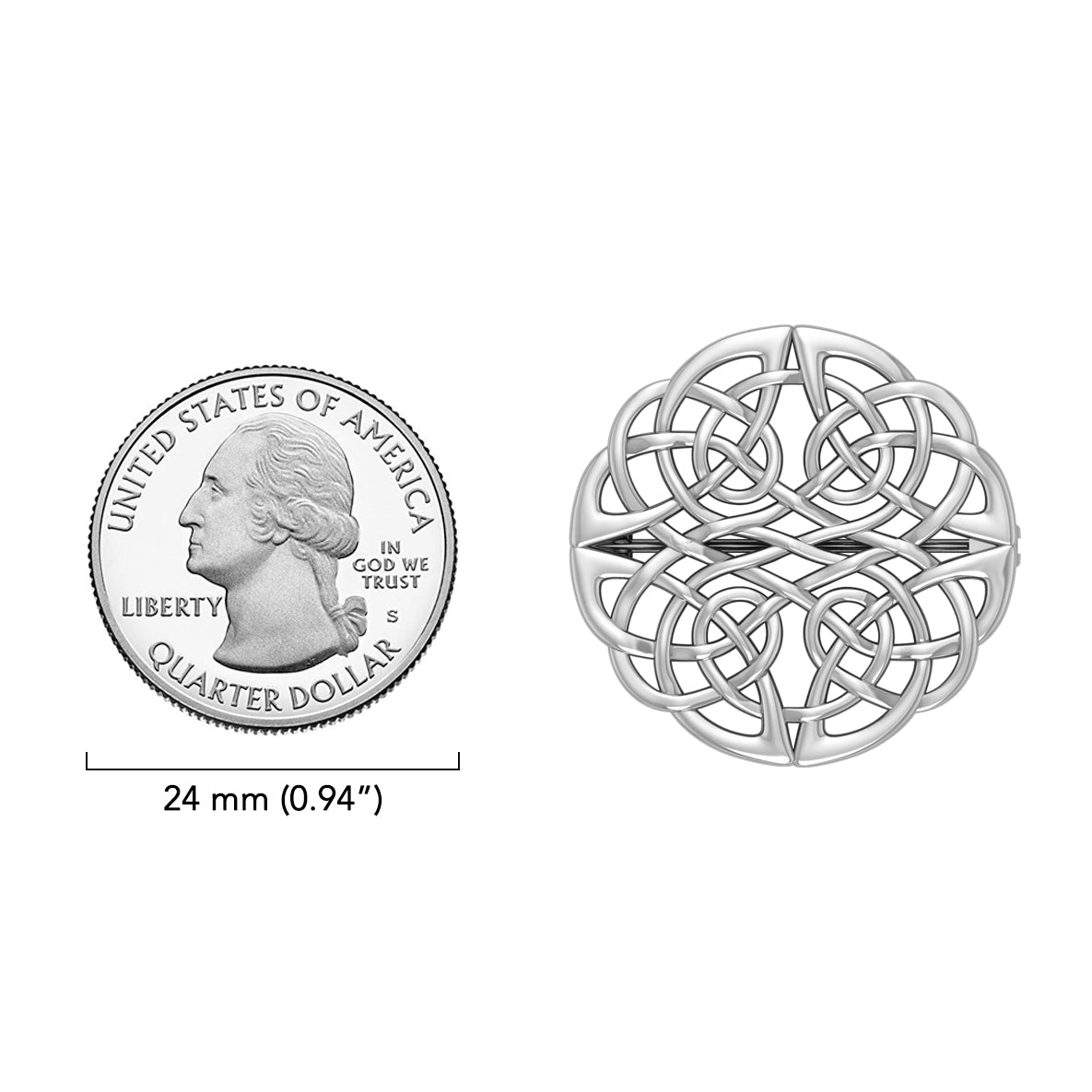 Celtic Knotwork Sterling Silver Plated over Solid Brass Brooch BTBR008*