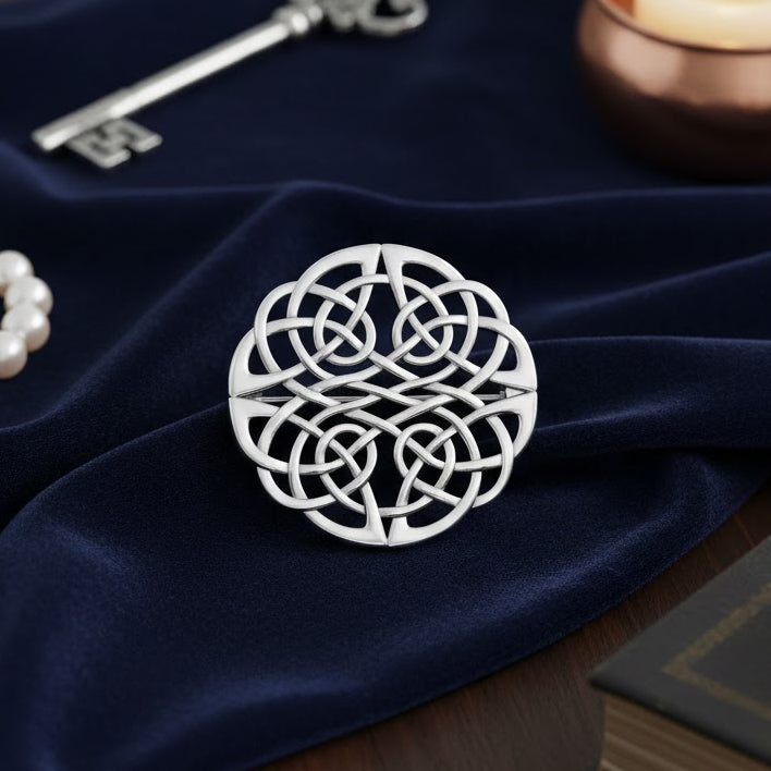 Celtic Knotwork Sterling Silver Plated over Solid Brass Brooch BTBR008*